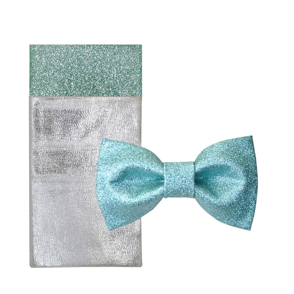 2963 Plain Color Pre-tied Bow Tie and Pocket Square Set | Glitter Sparkling